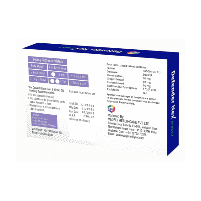 Defender Nex Dewormer for Cats and Kittens - 6 tablets